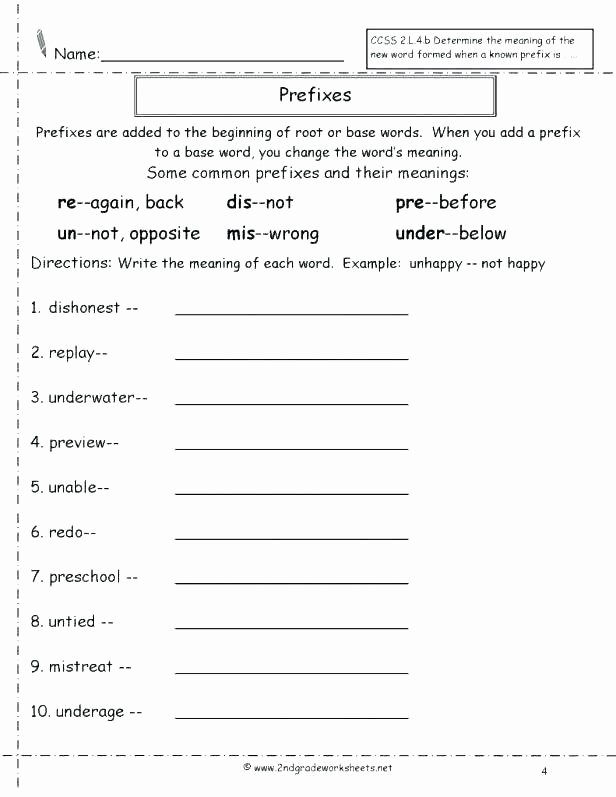 Prefix Worksheets 4th Grade Multiple Meaning Worksheets for Second Grade