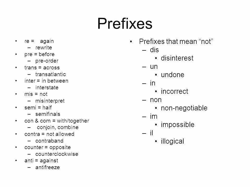 Prefix Worksheets 4th Grade Prefixes Worksheets Prefixes 1 Negative Prefixes Worksheet
