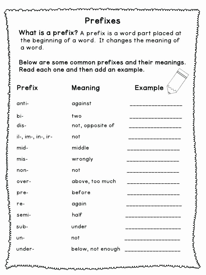 Prefix Worksheets 4th Grade Worksheets for Second Graders English Grade Language Arts