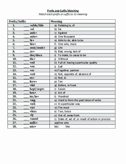 Prefixes and Suffixes Worksheet Pdf Prefixes and Suffixes Worksheets Grade the Best Image