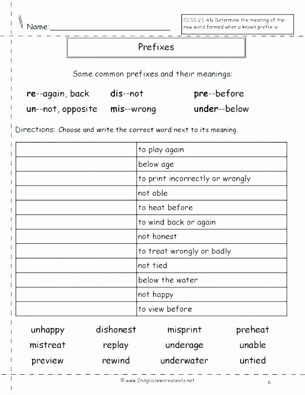 Prefixes Worksheet 3rd Grade Fix Suffix Er and Est Worksheets 2nd Grade Prefixes Re Dis