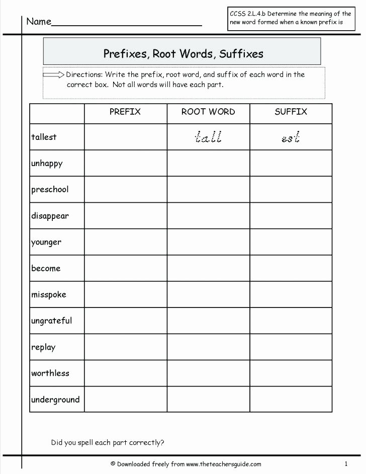 Prefixes Worksheet 3rd Grade Prefix Suffix Worksheet Grade the Best Worksheets Image