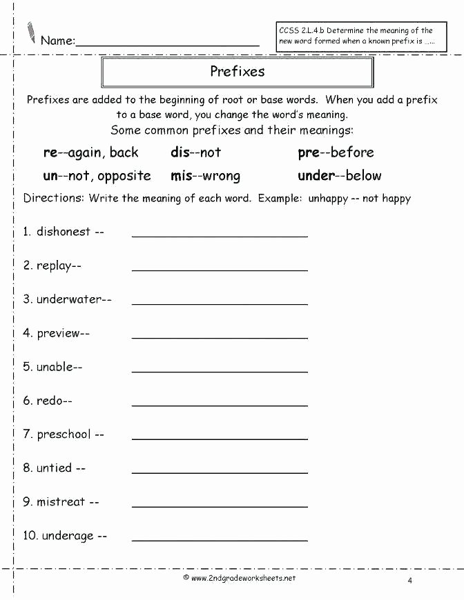 Prefixes Worksheet 3rd Grade Suffixes Er and or Worksheets