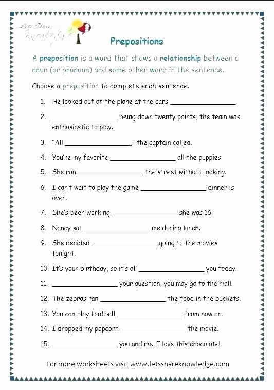 Preposition Worksheets for Grade 1 Preposition Worksheet 1 Snapshot Image Free Worksheets
