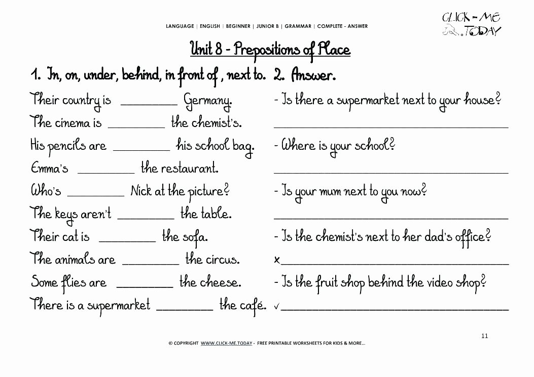 Prepositions Worksheets Middle School Free Prepositional Phrase Worksheets What is A Preposition