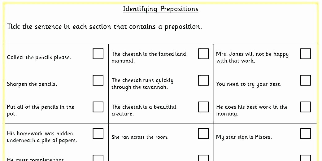 Prepositions Worksheets Middle School Prepositions Worksheets with Answers Object the