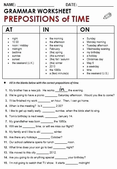 Prepositions Worksheets Middle School Printable Worksheets for Middle School Free High Grammar Pin