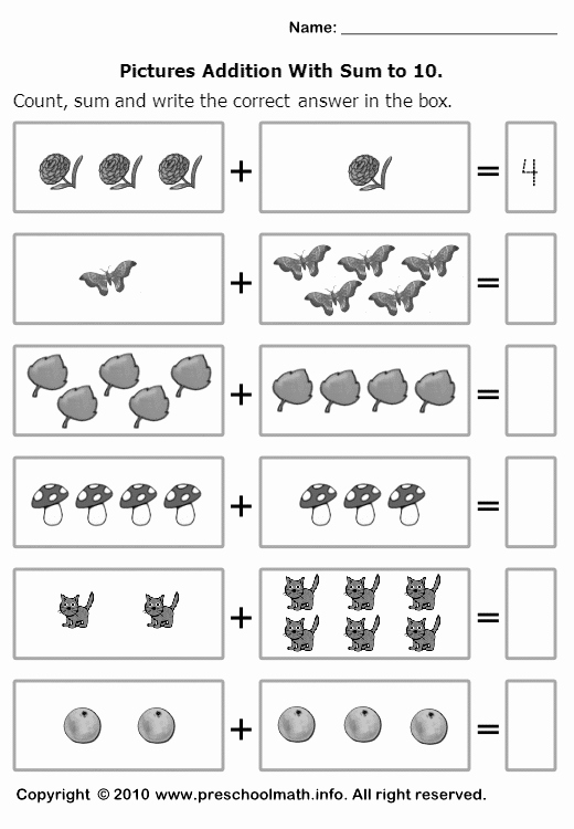 Preschool Addition Worksheets Printable Free Kindergarten Addition Worksheets 1