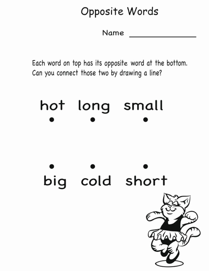 Preschool Opposite Worksheet Worksheet In English Kindergarten New Preschool Worksheets