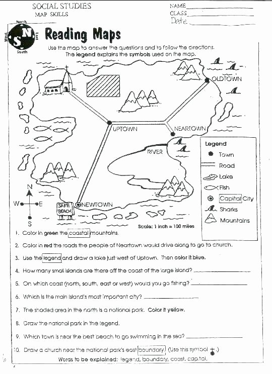 Preschool social Studies Worksheets Shark Math Worksheets Free Geography Map Skills Preschool