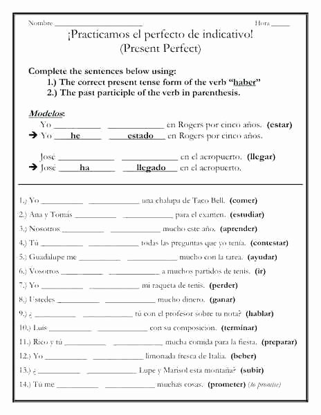 Present Progressive Spanish Worksheets Conjugation Verb Worksheets Present Tense Simple Practice