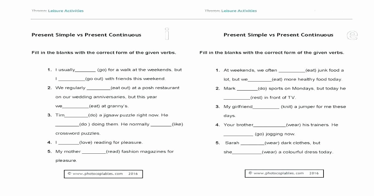 Present Progressive Worksheet Free English Worksheets