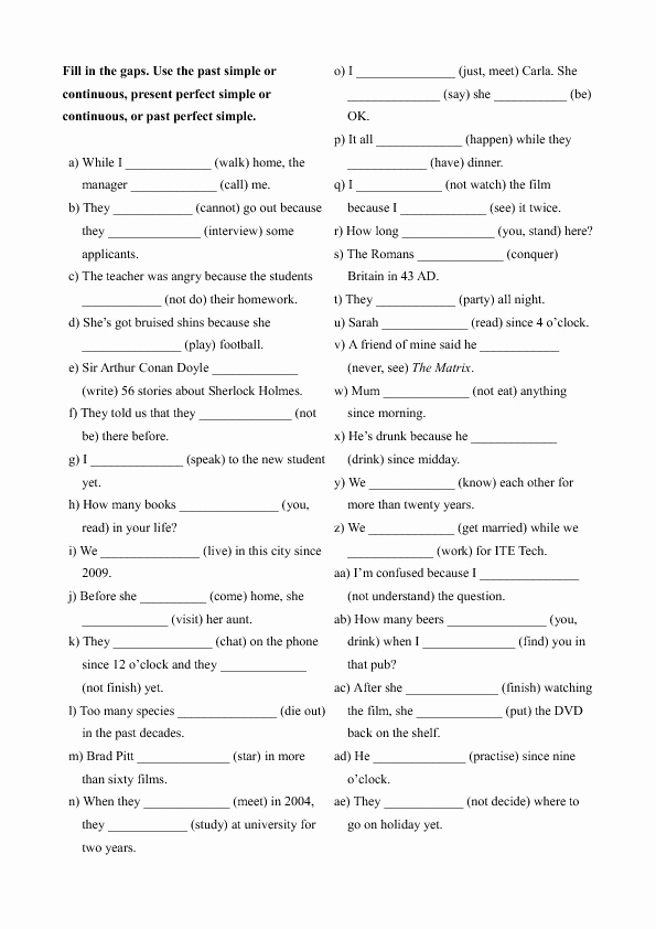 Present Progressive Worksheets Spanish 57 Free Present Perfect Continuous Worksheets
