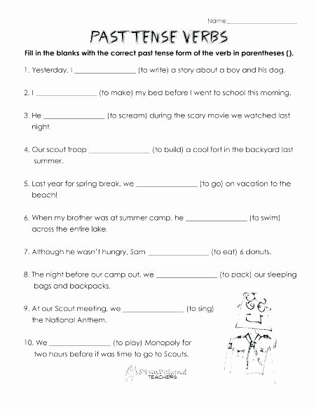 Present Progressive Worksheets Verb Practice Worksheets Converting Past Tense Verbs Test