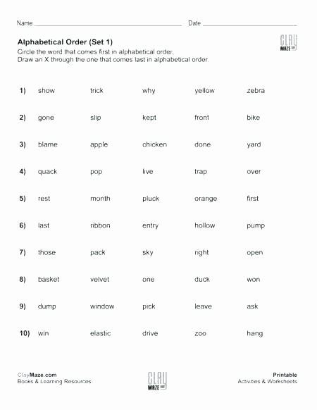 Printable Abc order Worksheets order Worksheets for First Grade the Best Image Free Alal