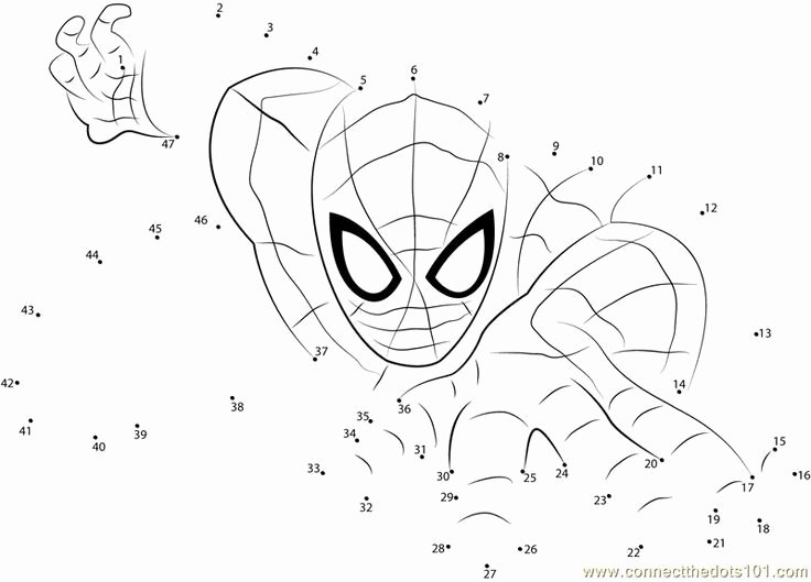 Printable Adult Connect the Dots Download or Print Spiderman the Superhero Dot to Dot