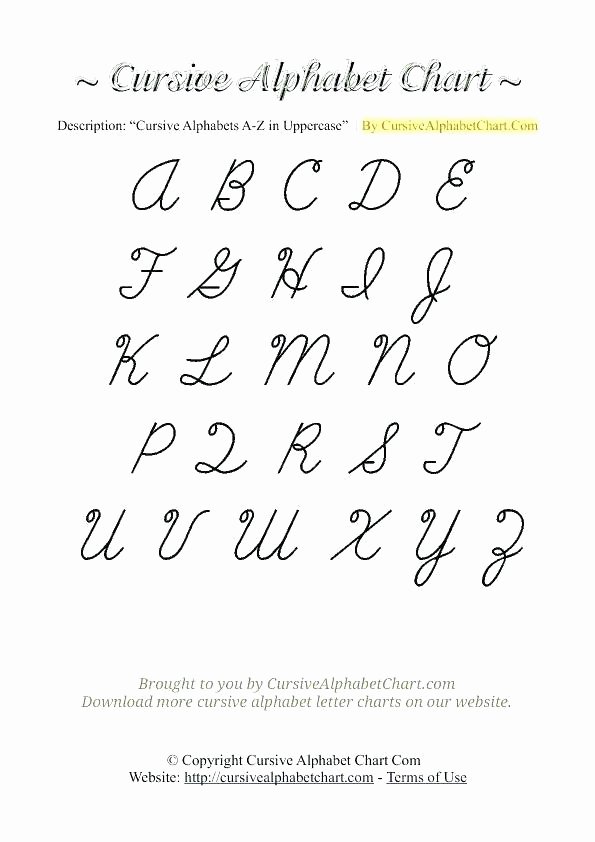 Printable Cursive Alphabet Chart Cursive Letter Template