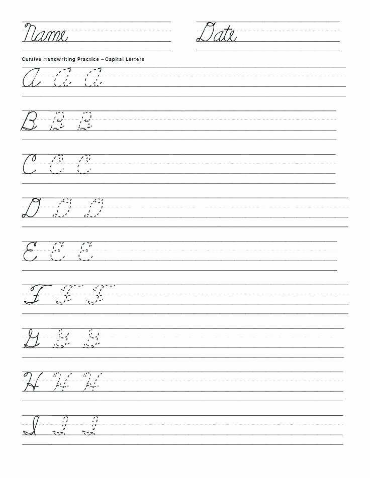 Printable Cursive Alphabet Chart Free Printable Cursive Handwriting Worksheets Dotted Writing