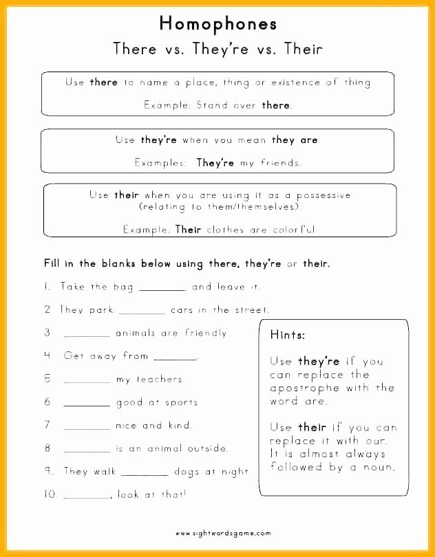 Printable Homophone Worksheets their there they Re Worksheets their there they Re