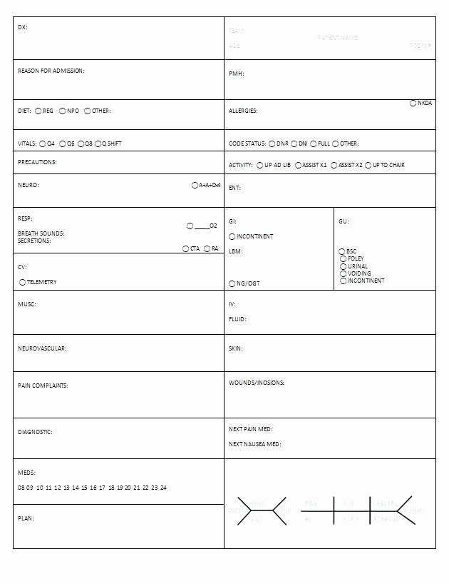 Printable Nurse Report Sheets Nursing Shift Report Template