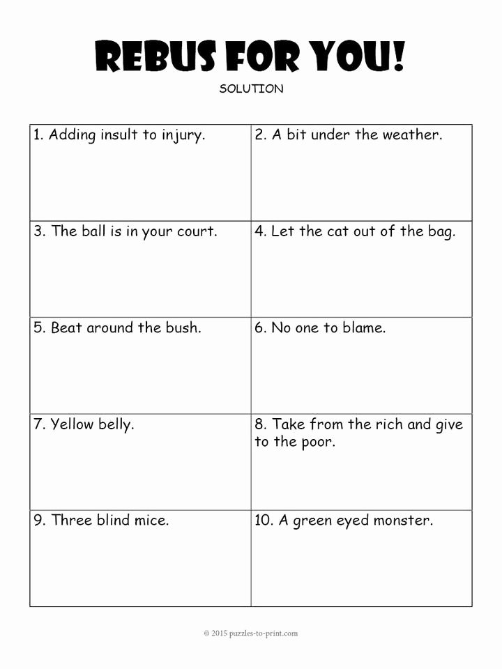 Printable Rebus Puzzles for Kids Pin On Education