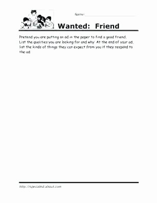 Printable Self Esteem Worksheets social Skills Worksheets for 2nd Grade