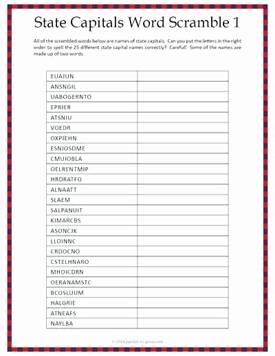 Printable State Capital Quiz Free States and Capitals Worksheets