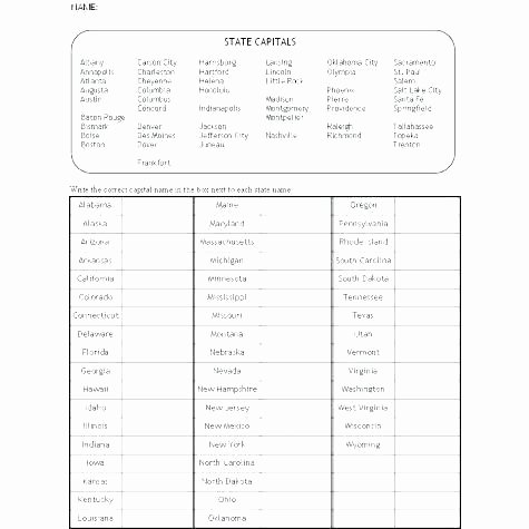 Printable State Capital Quiz States and Capitals Worksheets Printable