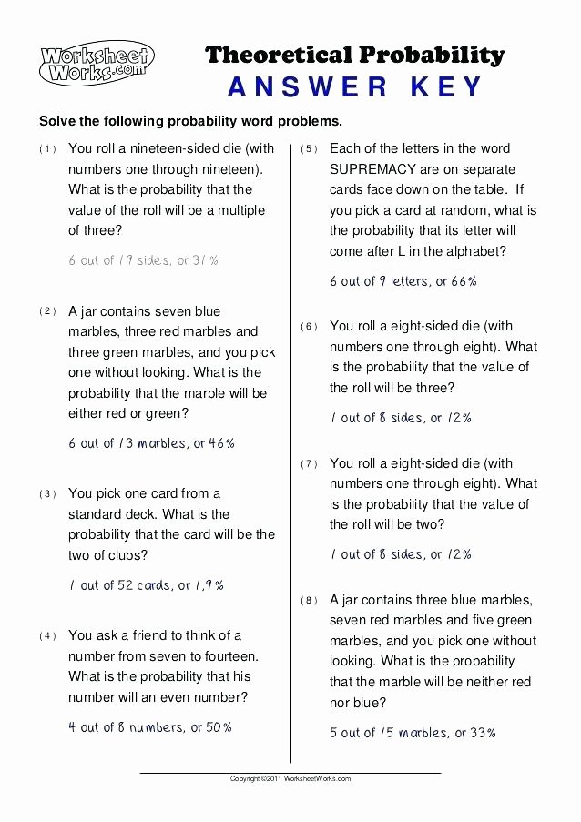 Probability Worksheet 5th Grade Grade Math Probability Worksheets Worksheet Works 2 7 8th