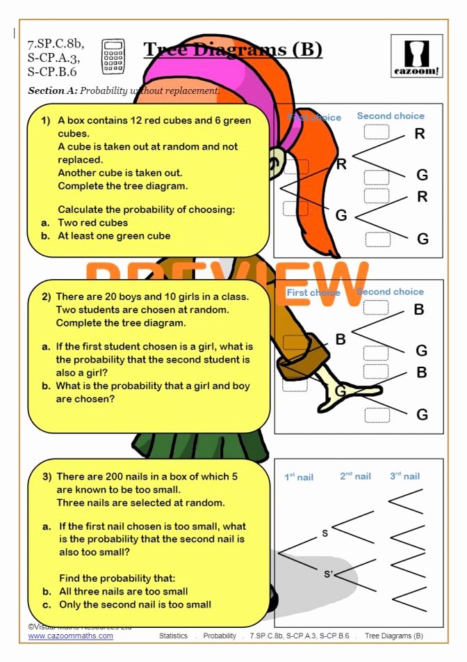 Probability Worksheet 5th Grade Probability Worksheets Tree Questions Answers Corbett Maths
