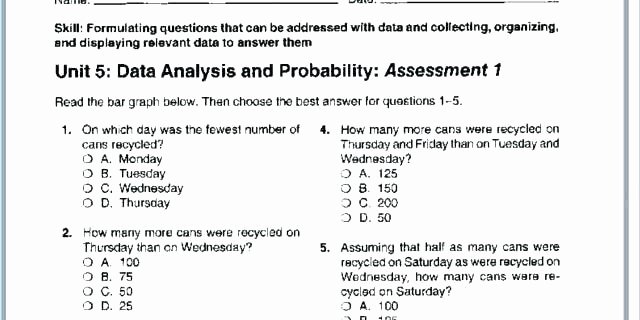 Probability Worksheet 6th Grade 5 Data Analysis Statistics and Probability Worksheet for 6th