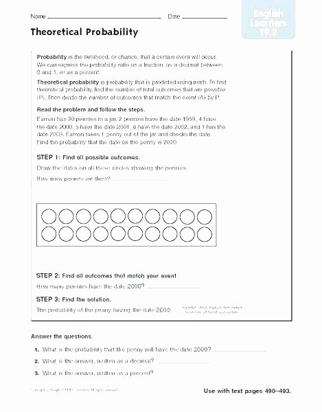 Probability Worksheet with Answers Pdf Best Of Third Grade Probability Worksheets