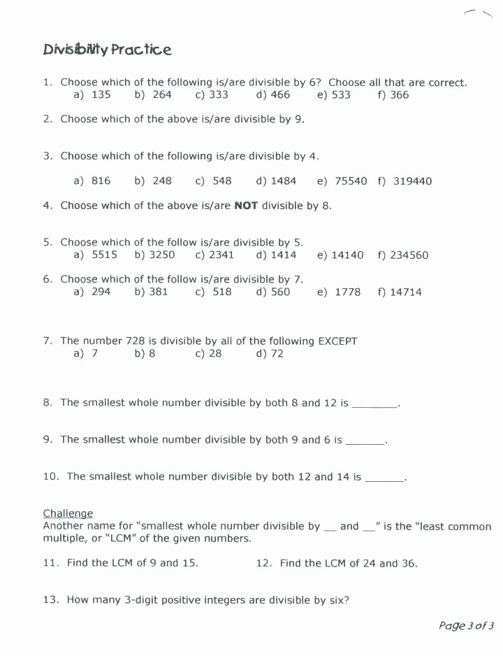 Probability Worksheets with Answers Pdf Fresh Divisibility Worksheets