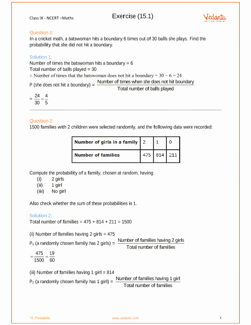 Probability Worksheets with Answers Pdf Inspirational Ncert solutions for Class 9 Maths Chapter 15 Probability Ex