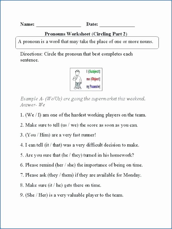 Pronoun Worksheet for 2nd Grade Free Subject and Object Pronoun Worksheets Pronouns