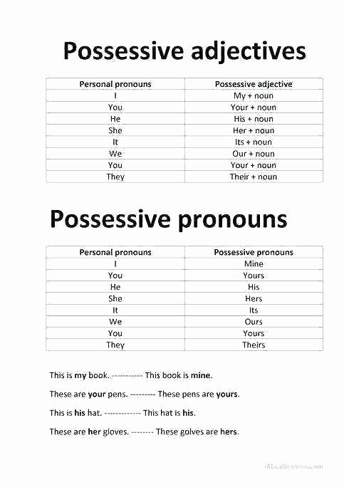 Pronoun Worksheet for 2nd Grade Nouns and Pronouns Worksheets Possessive Pronouns Worksheets
