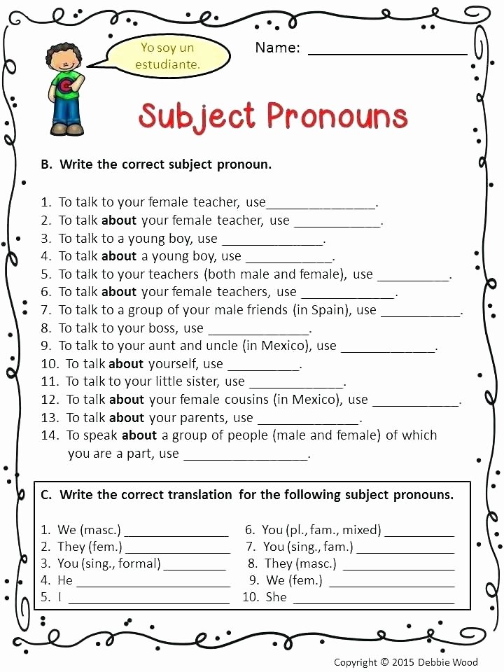 Pronoun Worksheet for 2nd Grade Pronoun Worksheets for First Grade Graders Reading I and Me