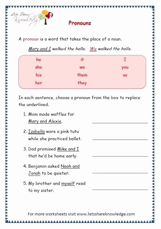 Pronoun Worksheets 5th Grade Pronoun Worksheets Grade About This Worksheet Possessive