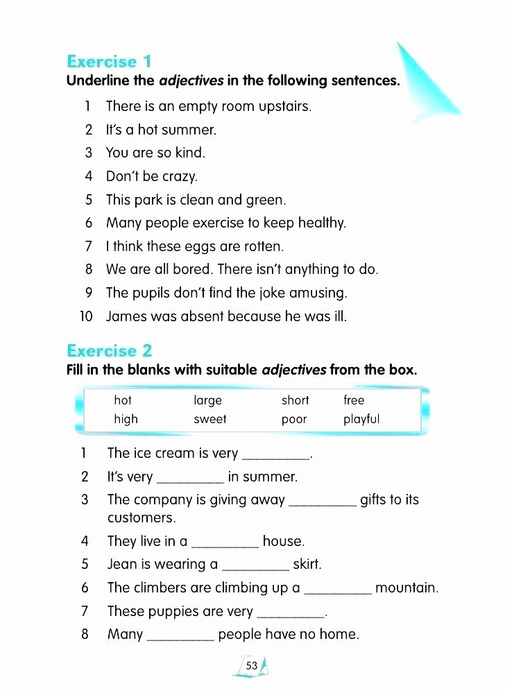 Pronoun Worksheets 6th Grade Adjectives Worksheets for Grade 6