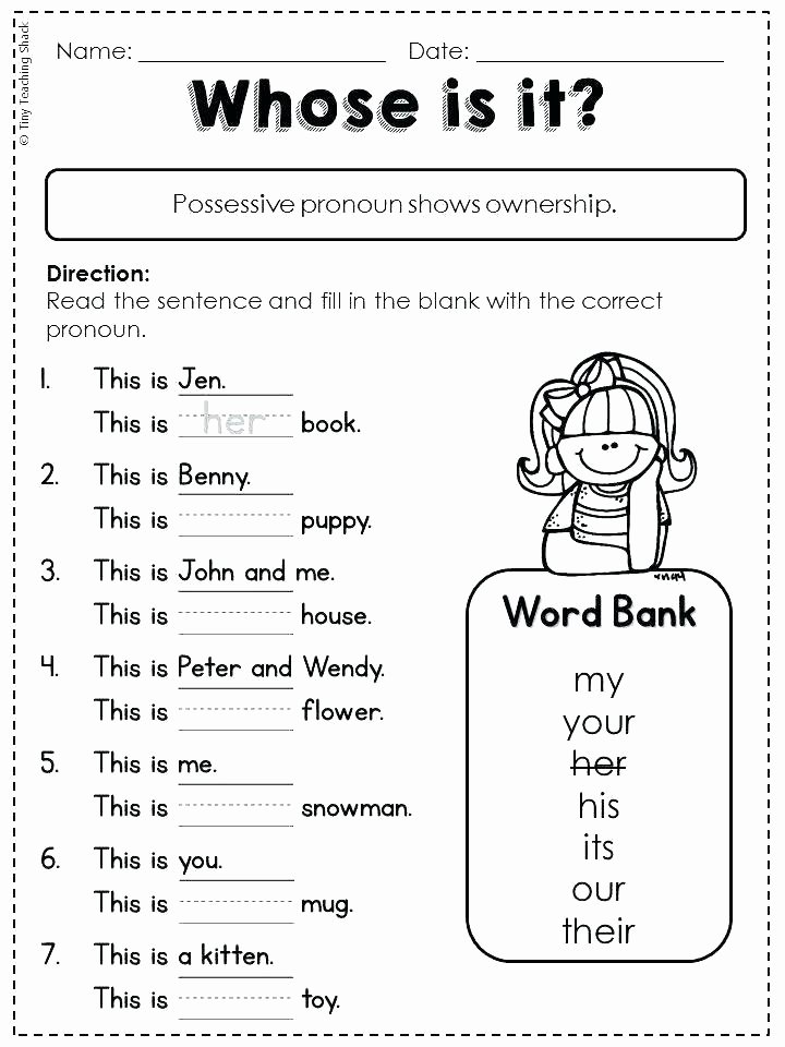 Pronoun Worksheets for 2nd Graders Indefinite Pronouns Pronoun Worksheets About This Worksheet