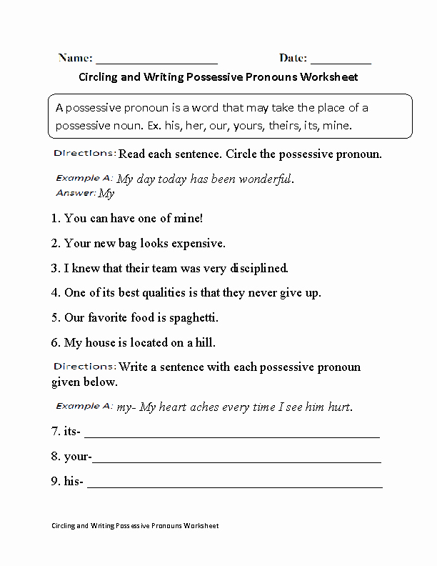 Pronoun Worksheets for 2nd Graders Worksheet Possessive Nouns 4th Grade