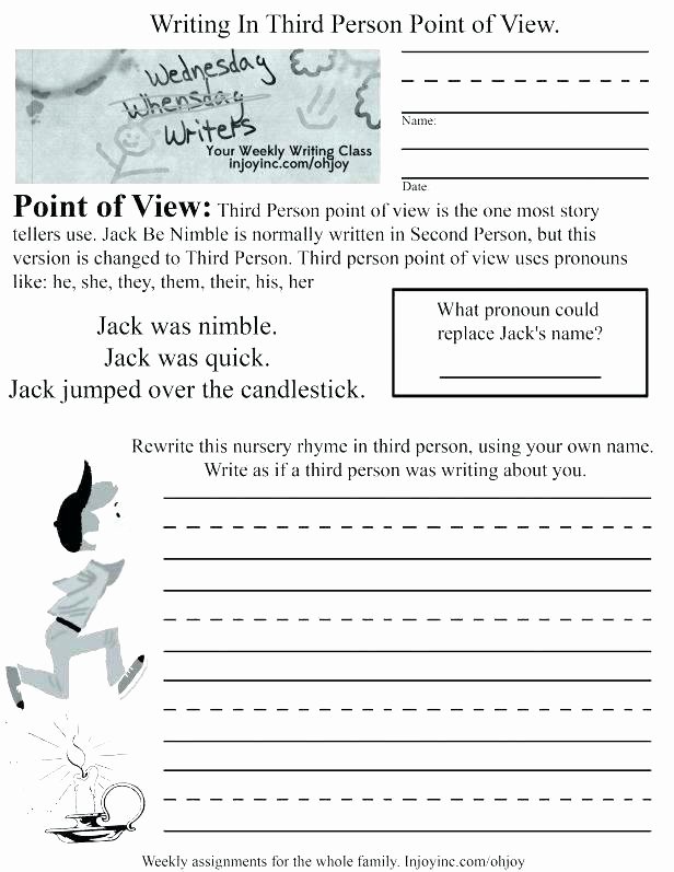 Pronoun Worksheets Second Grade First Person and Third Worksheets Second Point View What