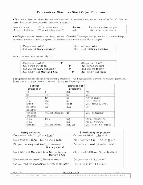 Pronouns Worksheets 5th Grade Direct Object Worksheets Redwoodsmedia