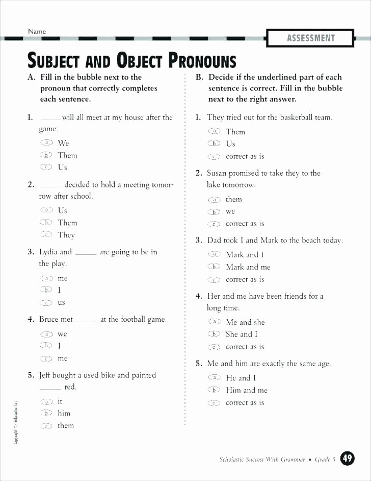 Pronouns Worksheets 5th Grade Subject Verb Agreement Worksheets Pdf