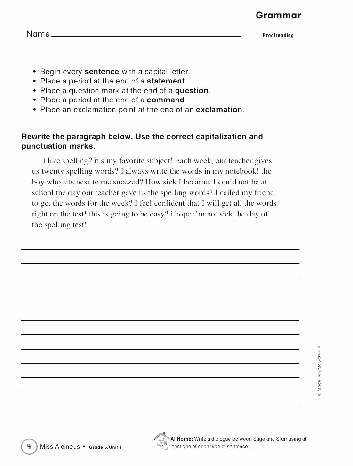 Proofreading Practice Middle School Proofreading Sentences Worksheets Daily Edit Worksheet