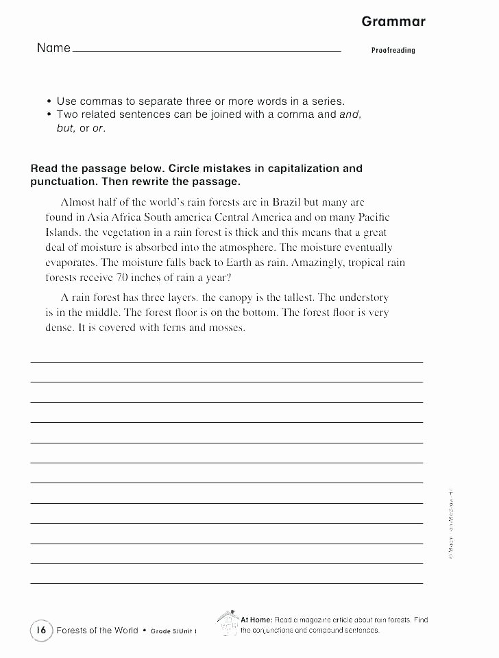 Proofreading Worksheets 5th Grade Proofreading Worksheets 6th Grade Grade Editing Worksheets