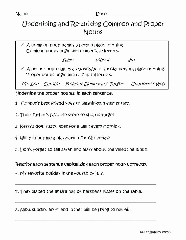 Proper Nouns Worksheet 2nd Grade 3 Abstract Noun Lists List Examples Nouns Worksheet with