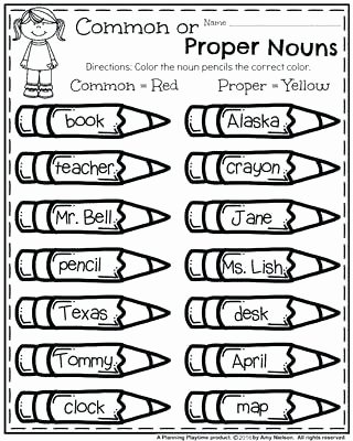 Proper Nouns Worksheet 2nd Grade Exercises Types Nouns