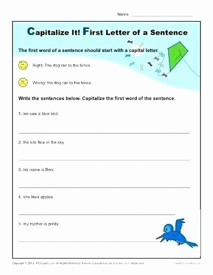 Punctuation Worksheets for Kindergarten Free Punctuation Worksheets for Grade 3 Kids Capitalization