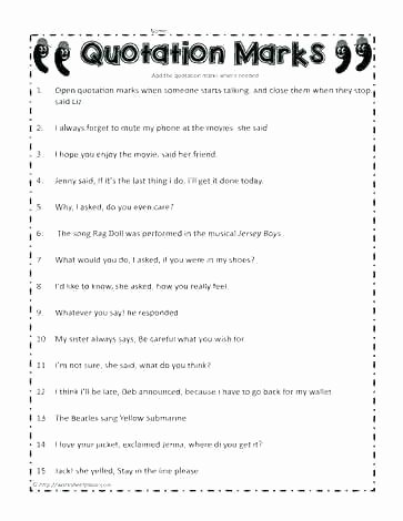 Quotation Worksheets 4th Grade 4th Grade Dialogue Worksheets Writing Worksheet Middle